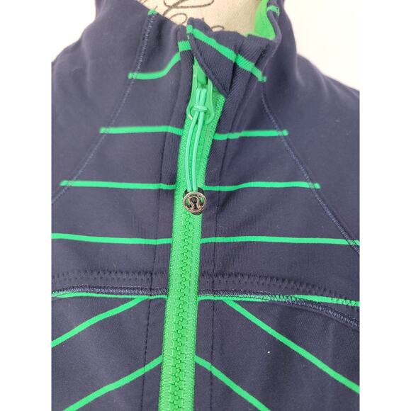 LULULEMON Jacket SZ 6* Forme Full Zip Womens Stripe Inkwell Blue Green Bean - Picture 5 of 9